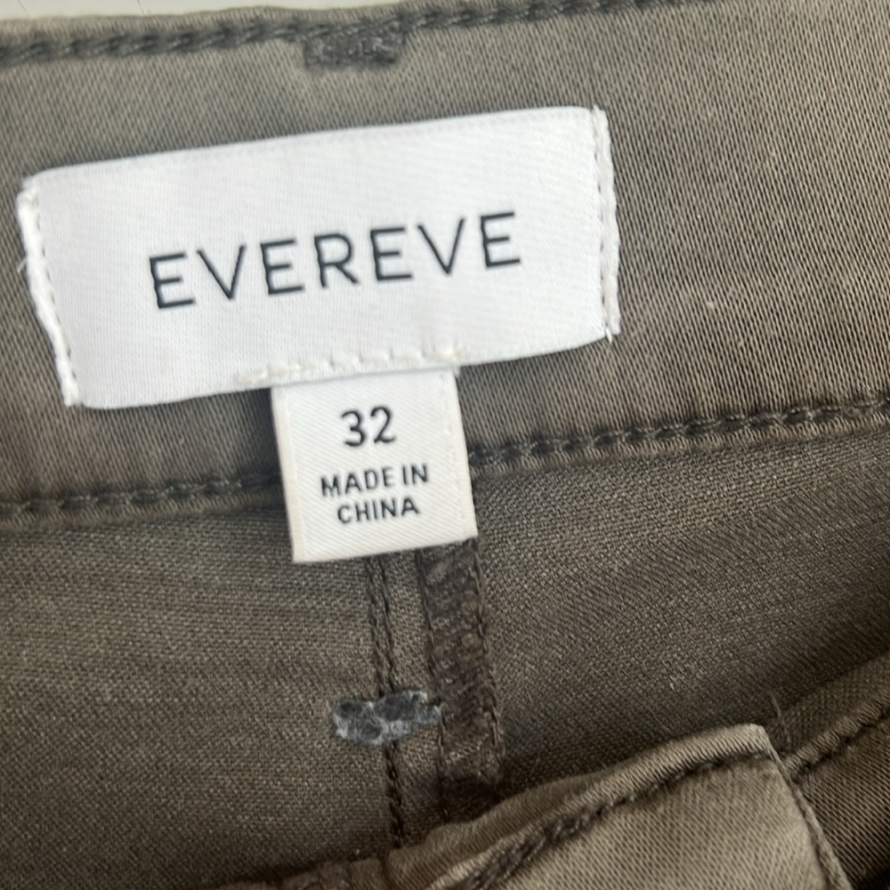 🪅Evereve stretch wide leg olive cropped pant 32 Chic Wide-Leg Khaki Trousers 14 - Picture 6 of 10
